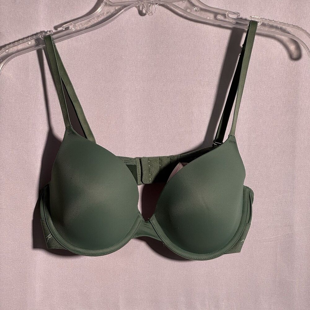 Victoria’s Secret PINK Green Push Up Bra 36B T-Shirt Smooth Underwire